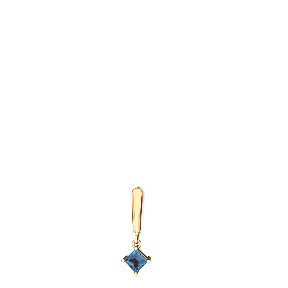 Blue Topaz 6Mm Princess Lever Back 14K Yellow Gold earrings E2789