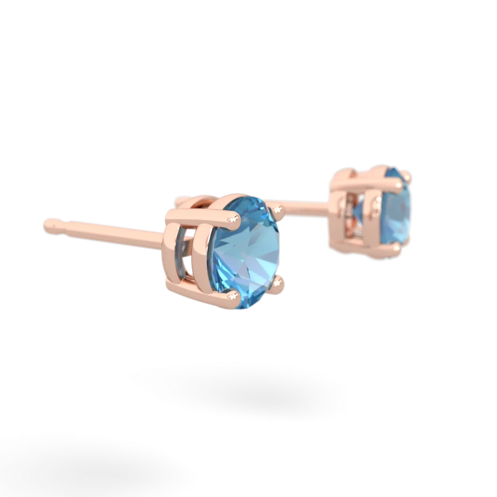 Blue Topaz 5Mm Round Stud 14K Rose Gold earrings E1785