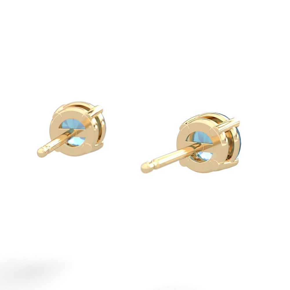 Blue Topaz 5Mm Round Stud 14K Yellow Gold earrings E1785