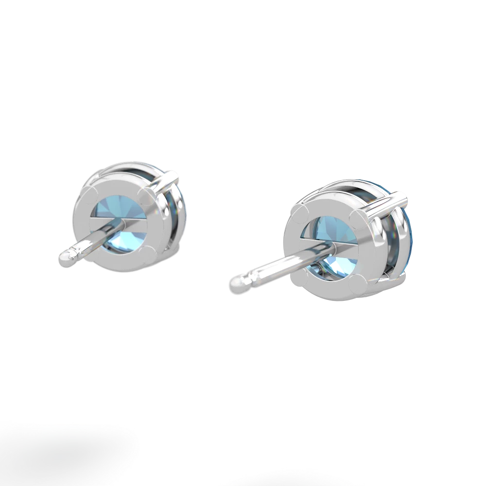 Blue Topaz 6Mm Round Stud 14K White Gold earrings E1786