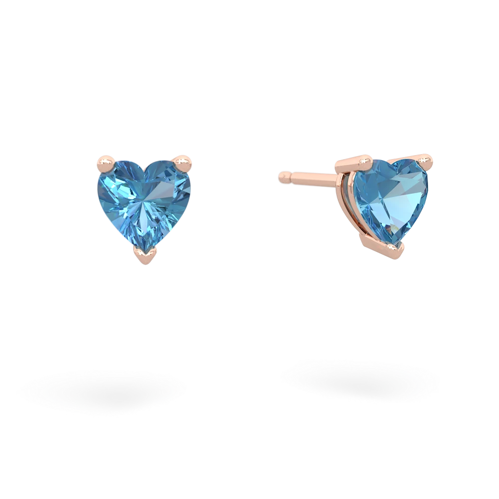 Blue Topaz 5Mm Heart Stud 14K Rose Gold earrings E1861