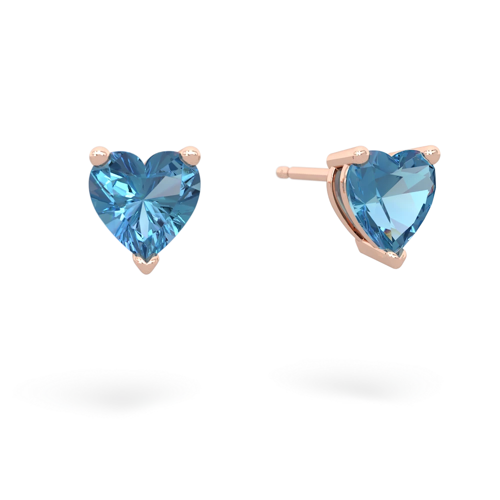 Blue Topaz 6Mm Heart Stud 14K Rose Gold earrings E1862