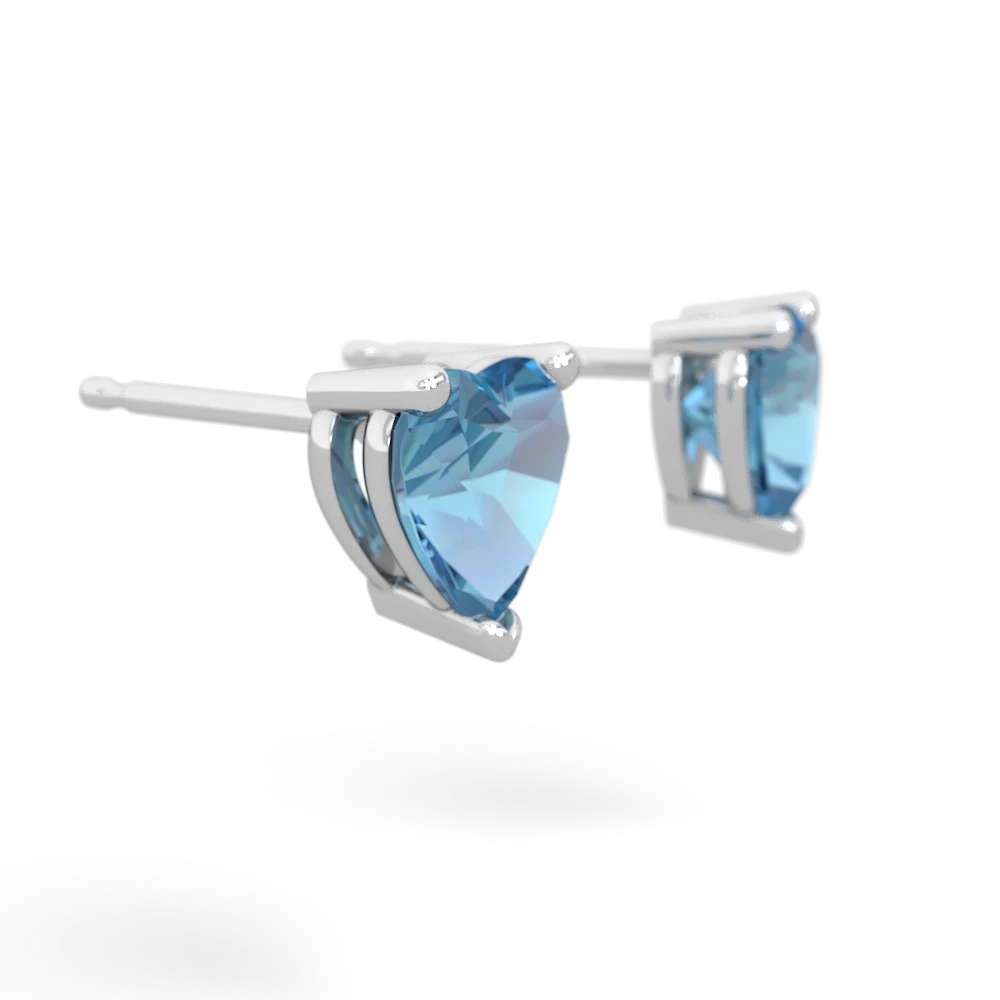 Blue Topaz 6Mm Heart Stud 14K White Gold earrings E1862