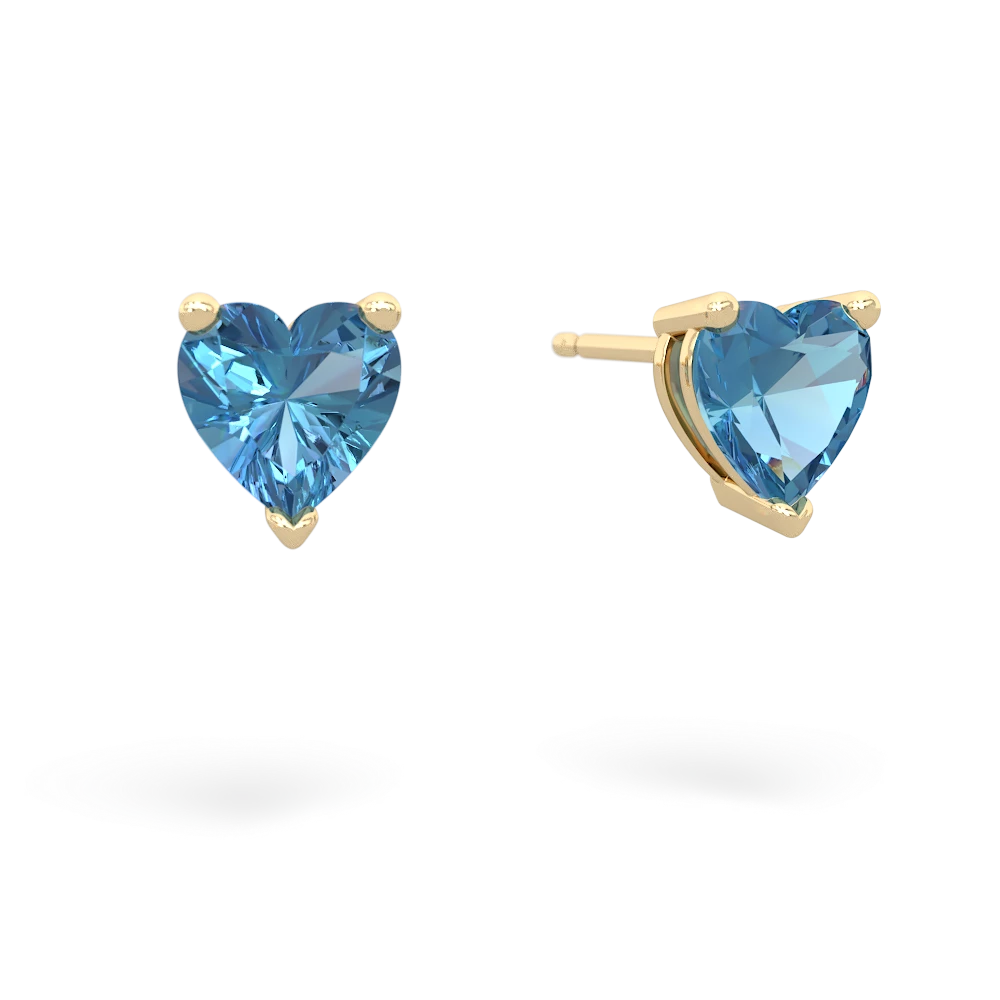 Blue Topaz 6Mm Heart Stud 14K Yellow Gold earrings E1862