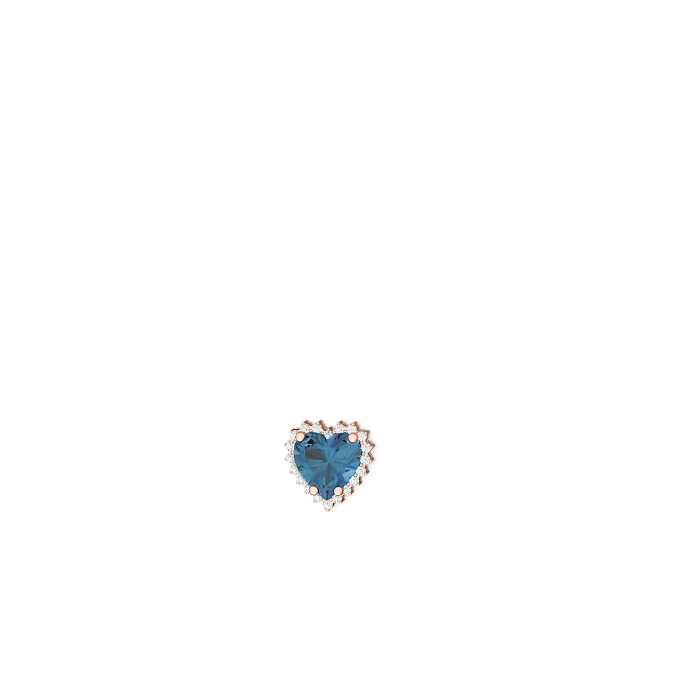 Blue Topaz Sparkling Halo Heart 14K Rose Gold earrings E0391