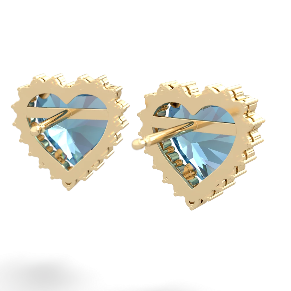 Blue Topaz Sparkling Halo Heart 14K Yellow Gold earrings E0391