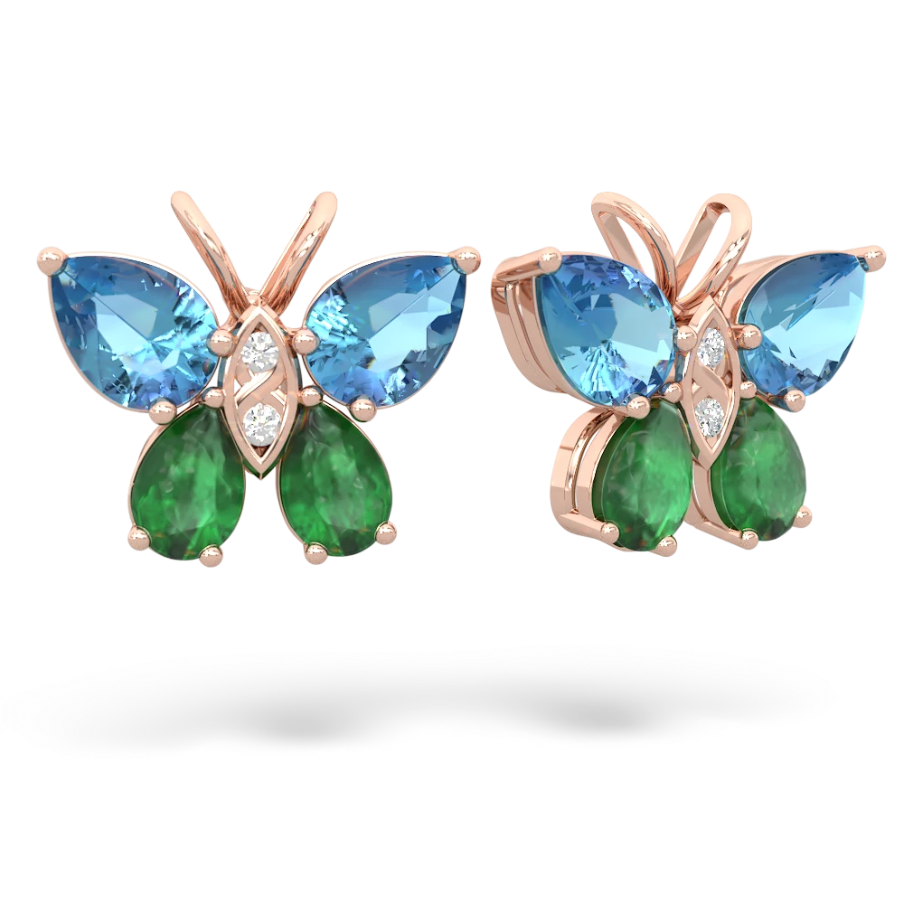 Blue Topaz Butterfly 14K Rose Gold earrings E2215