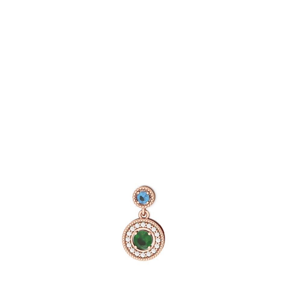 Blue Topaz Halo Dangle 14K Rose Gold earrings E5319