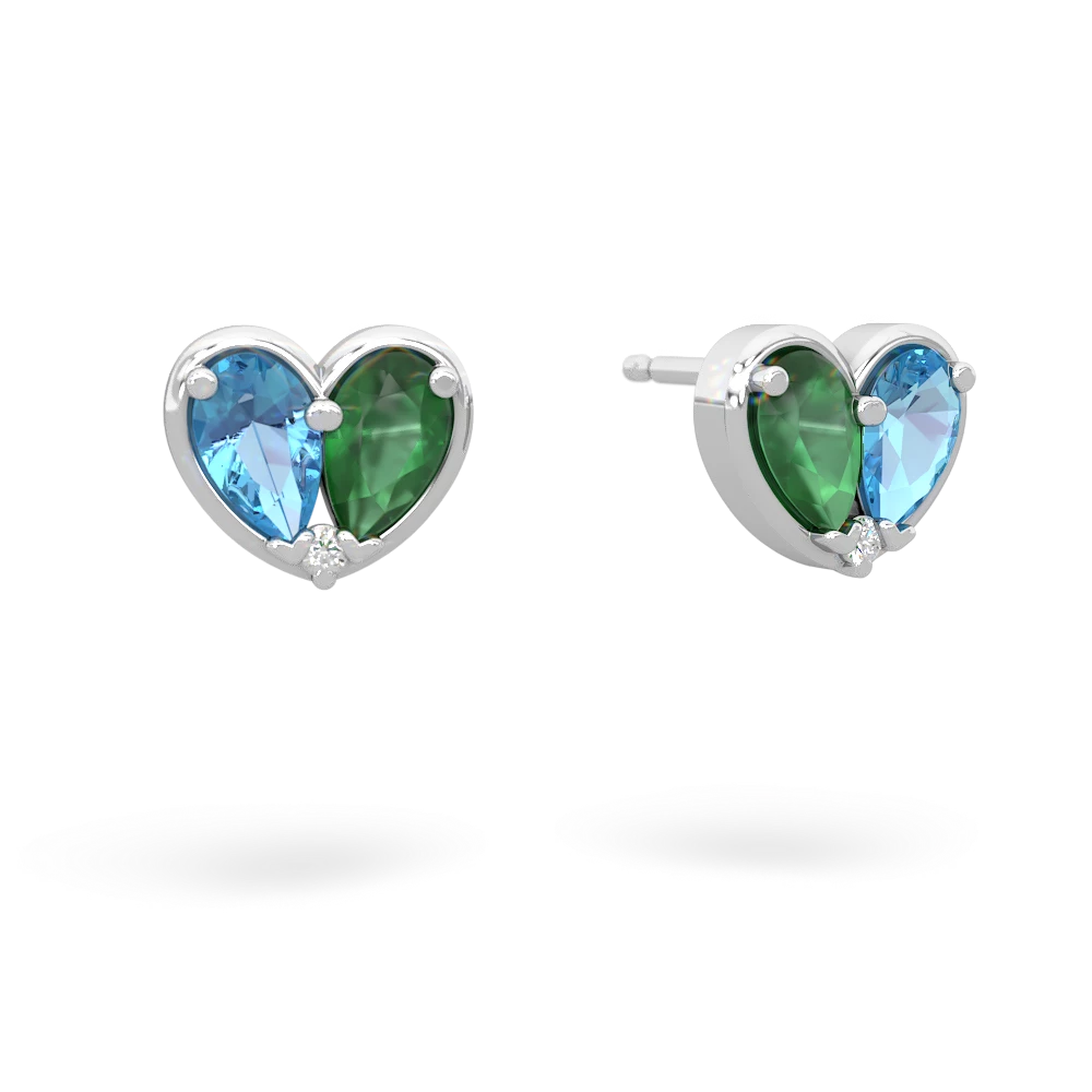 Blue Topaz 'Our Heart' 14K White Gold earrings E5072