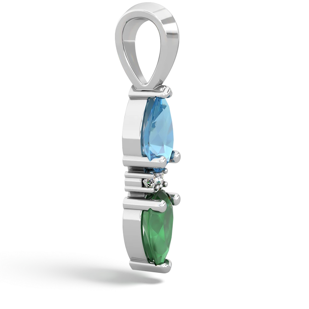 Blue Topaz Bowtie Drop 14K White Gold pendant P0865