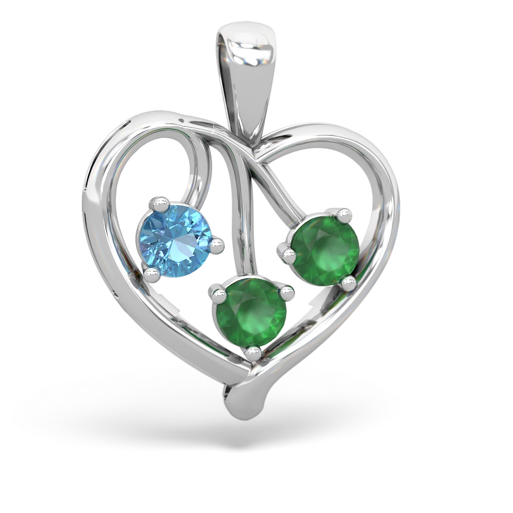 Blue Topaz Glowing Heart 14K White Gold pendant P2233