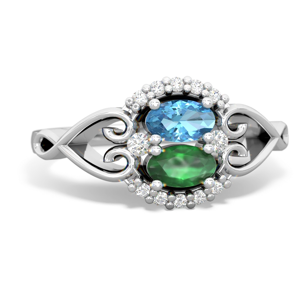 Blue Topaz Love Nest 14K White Gold ring R5860