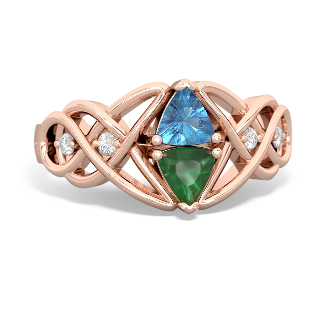 Blue Topaz Keepsake Celtic Knot 14K Rose Gold ring R5300