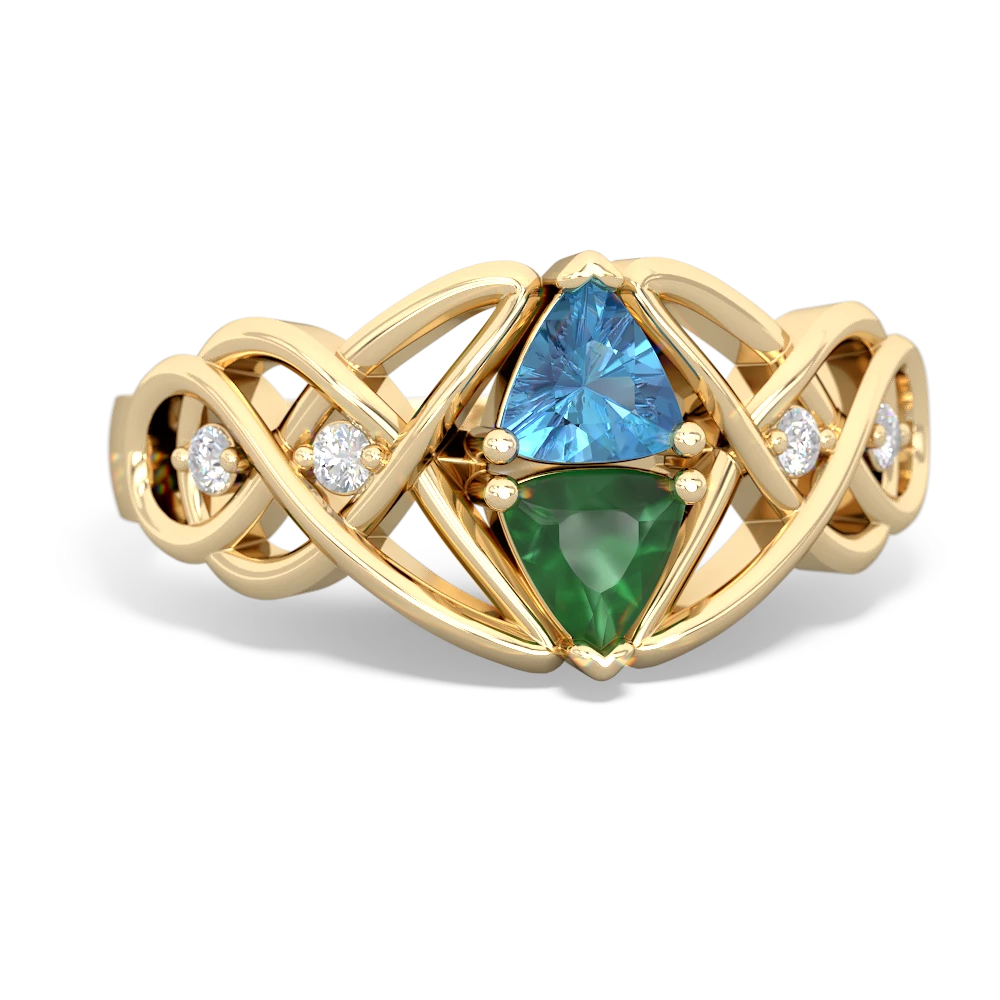 Blue Topaz Keepsake Celtic Knot 14K Yellow Gold ring R5300