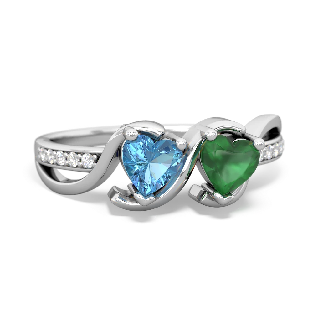 Blue Topaz Side By Side 14K White Gold ring R3090