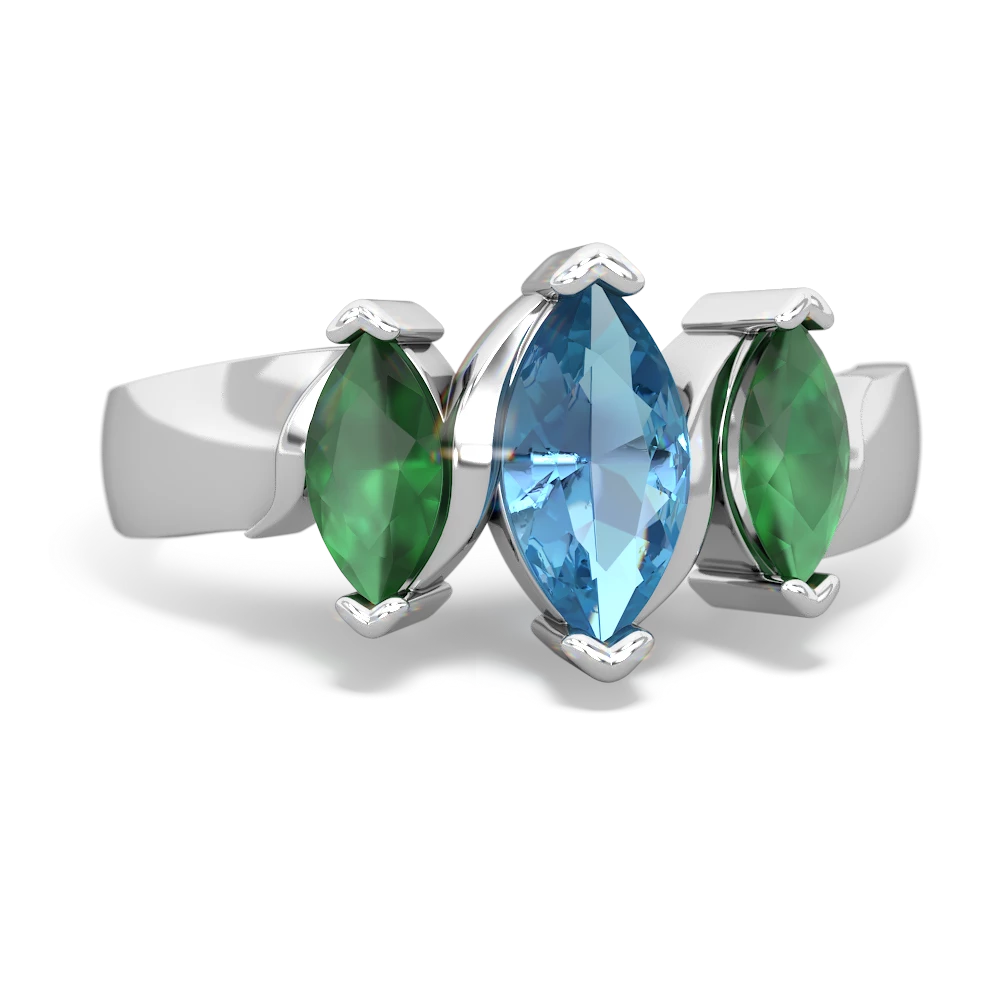 Blue Topaz Three Peeks 14K White Gold ring R2433