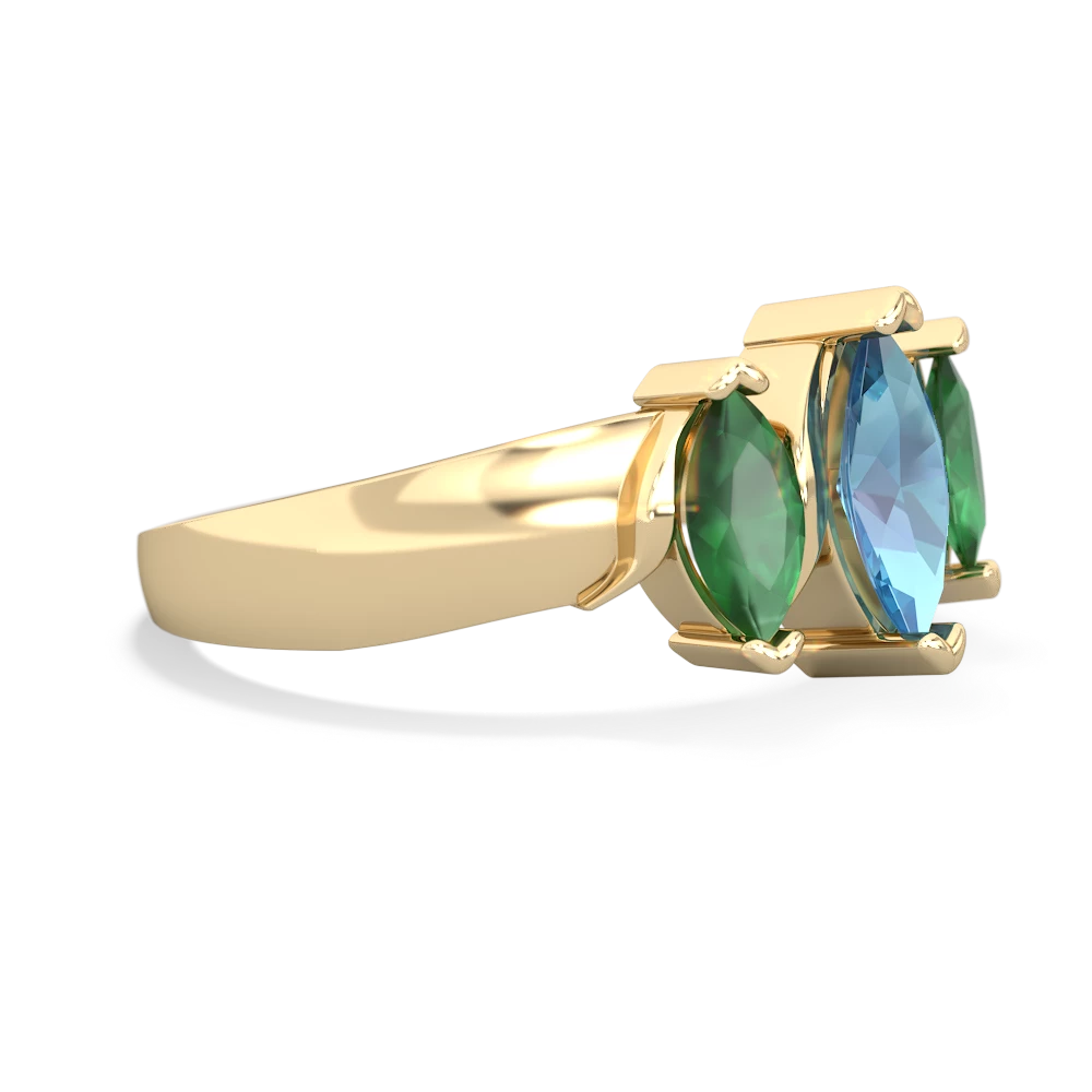 Blue Topaz Three Peeks 14K Yellow Gold ring R2433