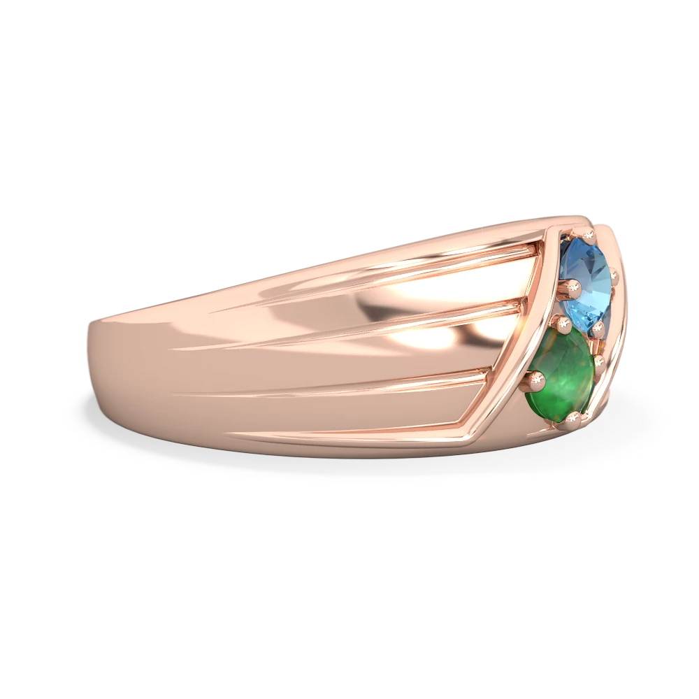 Blue Topaz Men's Streamline 14K Rose Gold ring R0460