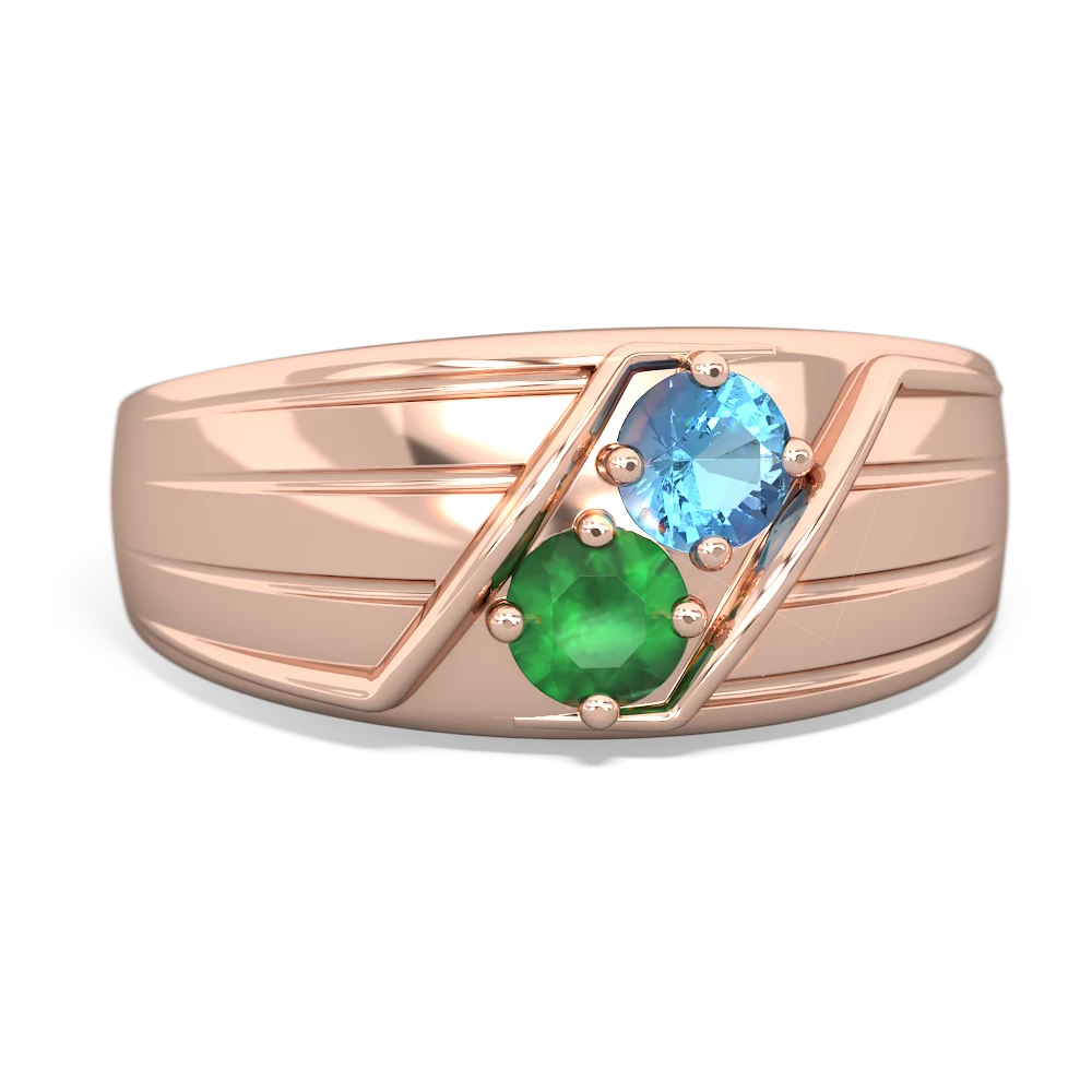 Blue Topaz Men's Streamline 14K Rose Gold ring R0460