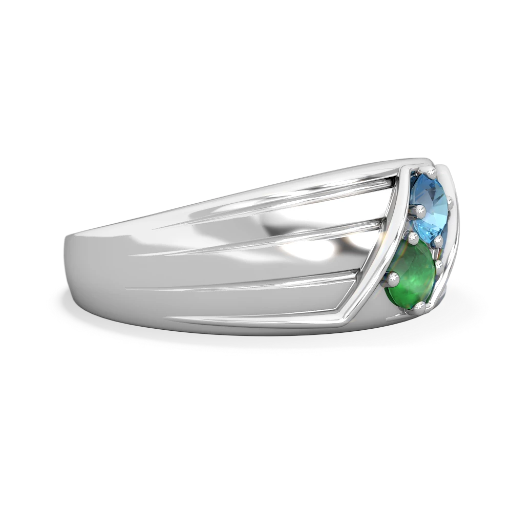 Blue Topaz Men's Streamline 14K White Gold ring R0460