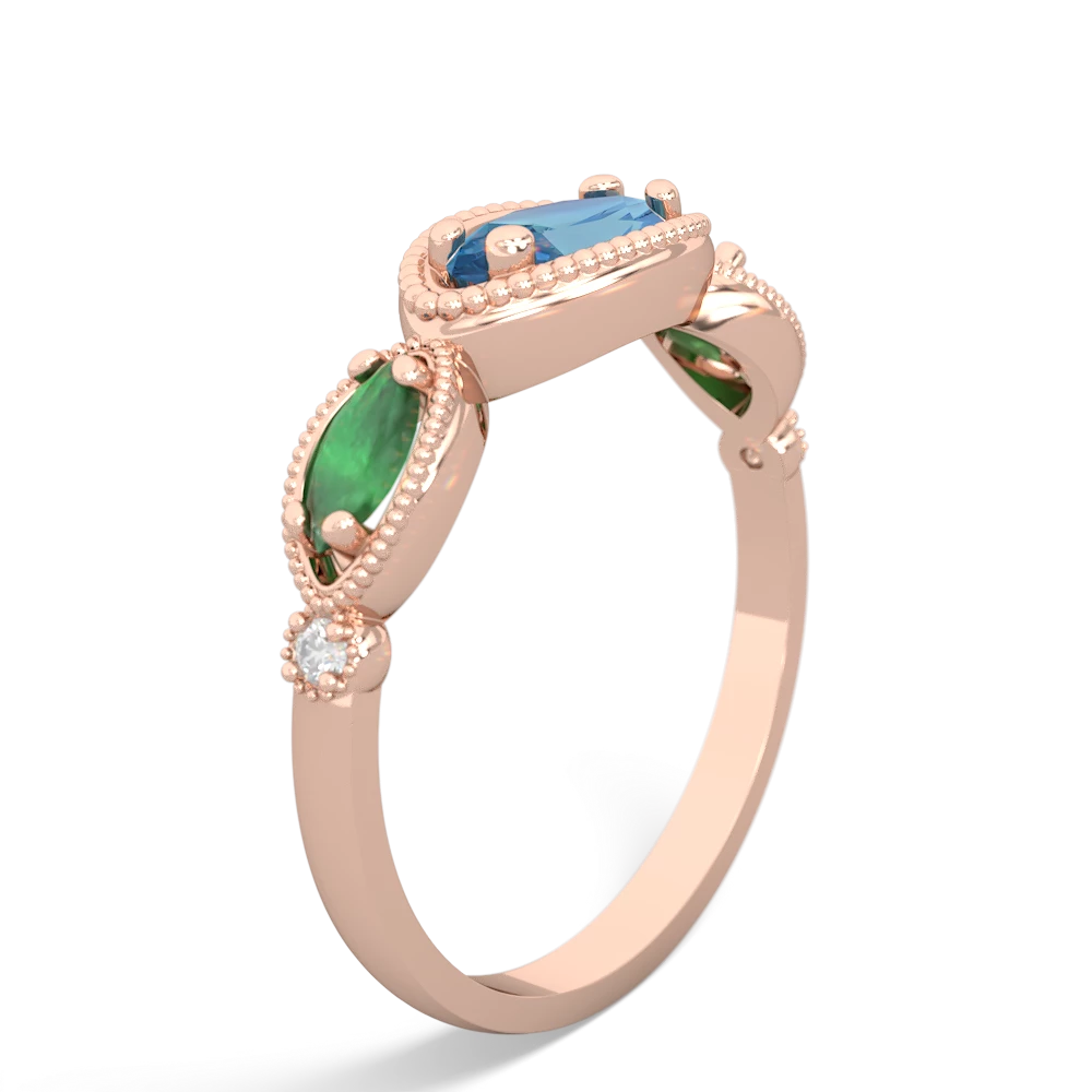 Blue Topaz Milgrain Marquise 14K Rose Gold ring R5700