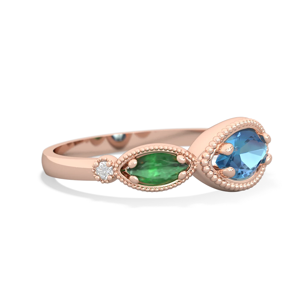 Blue Topaz Milgrain Marquise 14K Rose Gold ring R5700