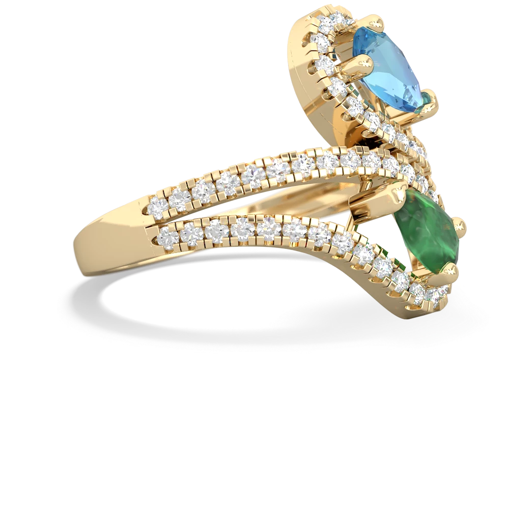 Blue Topaz Diamond Dazzler 14K Yellow Gold ring R3000