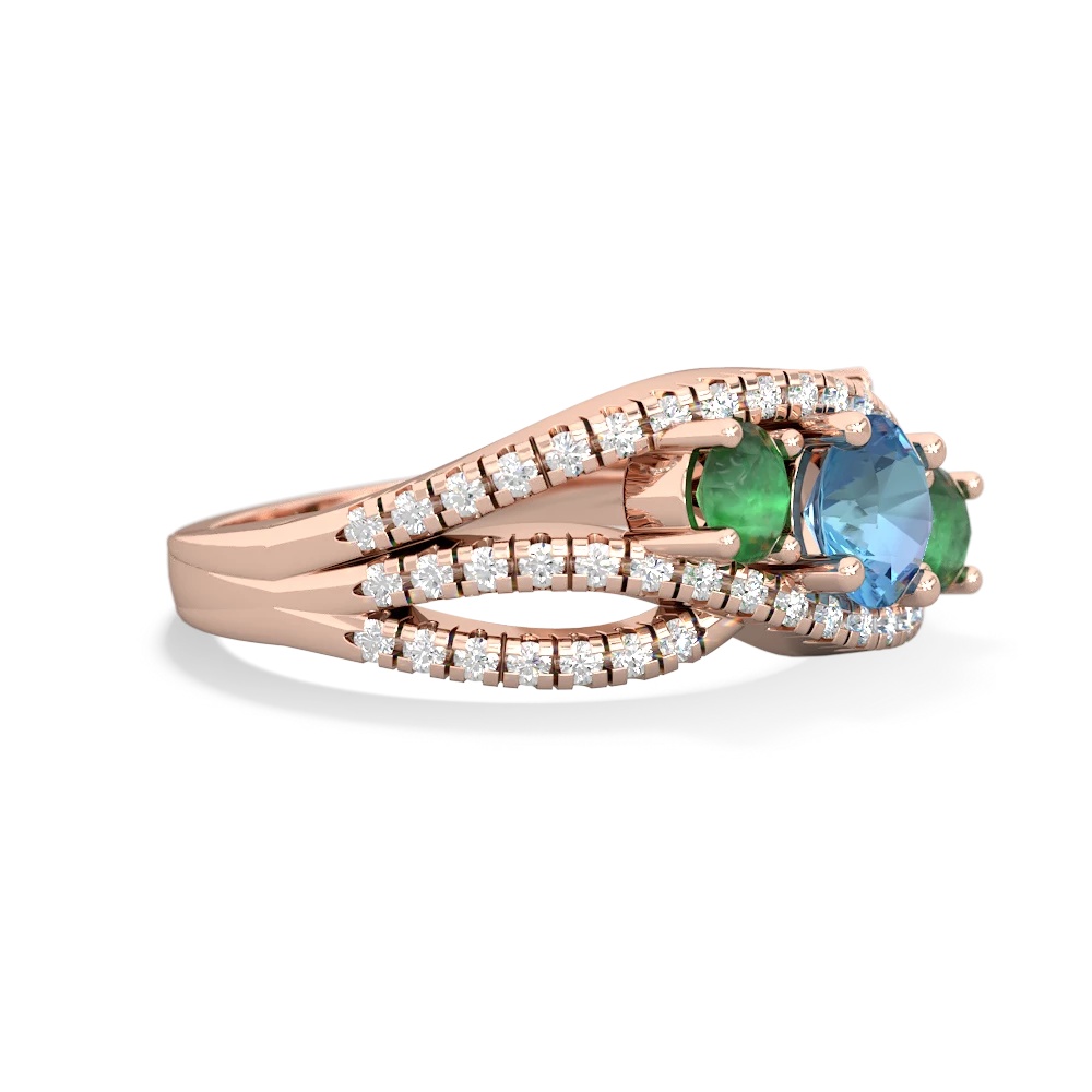 Blue Topaz Three Stone Aurora 14K Rose Gold ring R3080