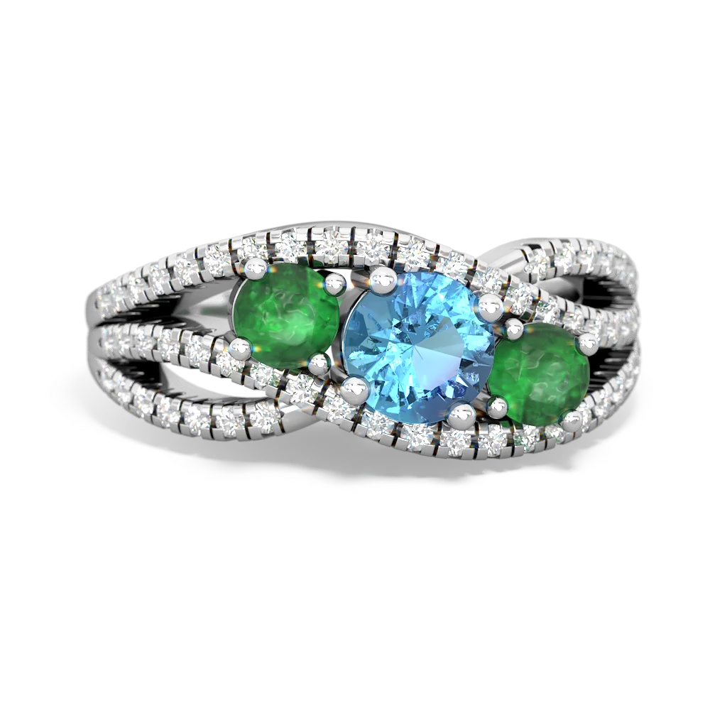 Blue Topaz Three Stone Aurora 14K White Gold ring R3080