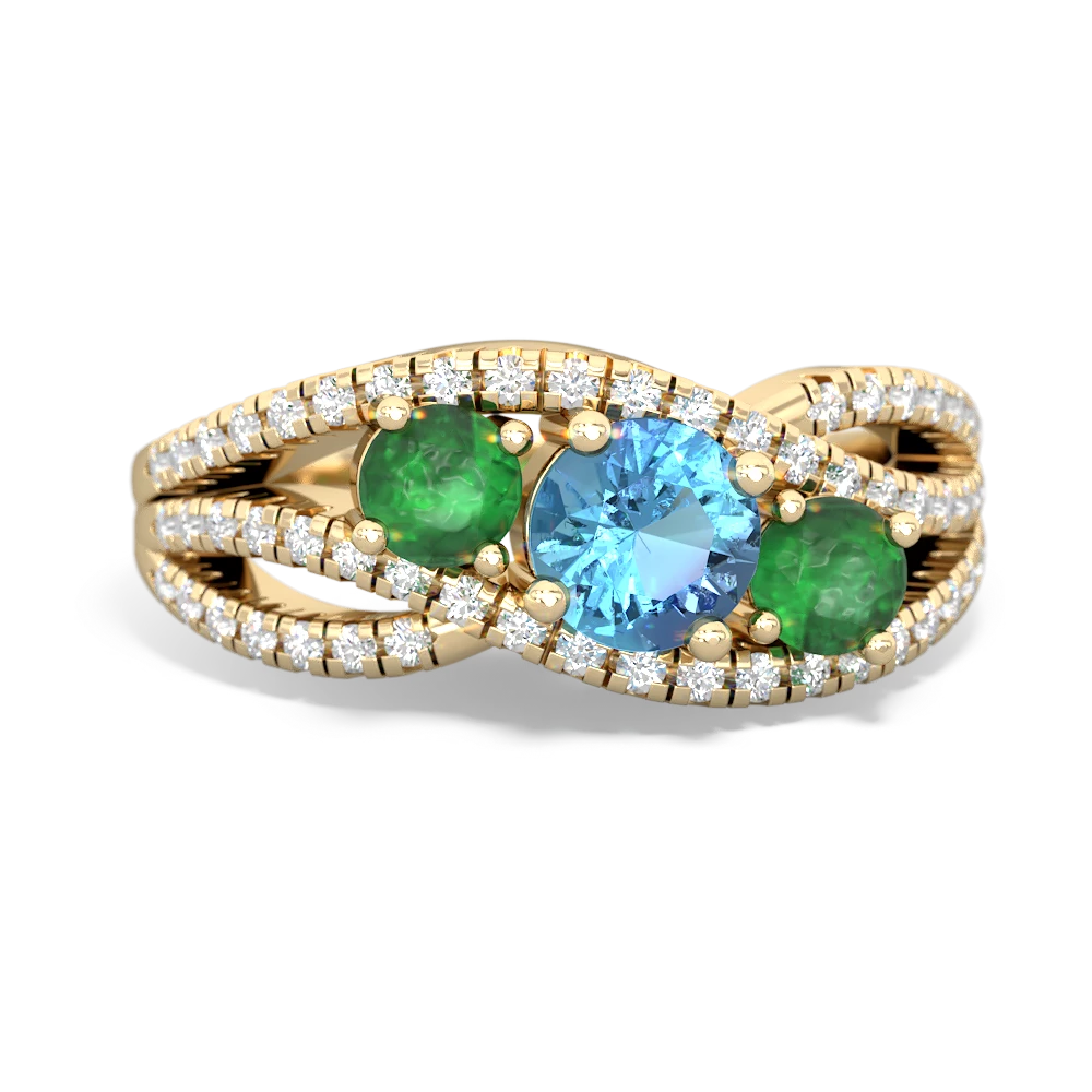 Blue Topaz Three Stone Aurora 14K Yellow Gold ring R3080