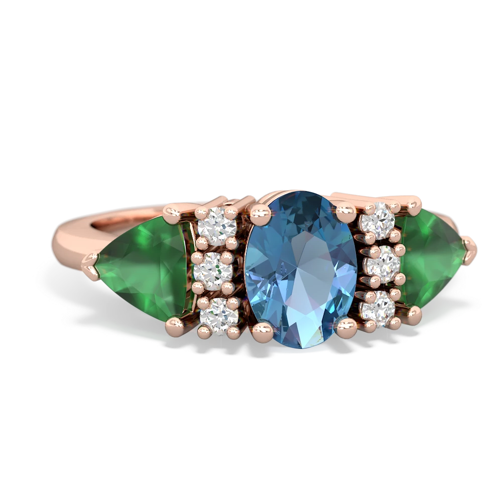 Blue Topaz Antique Style Three Stone 14K Rose Gold ring R2186