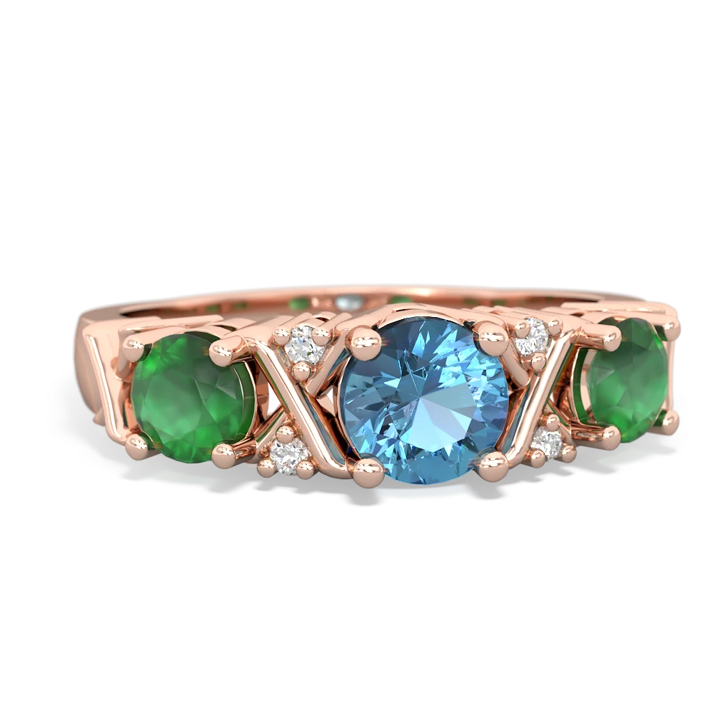 Blue Topaz Hugs And Kisses 14K Rose Gold ring R5016