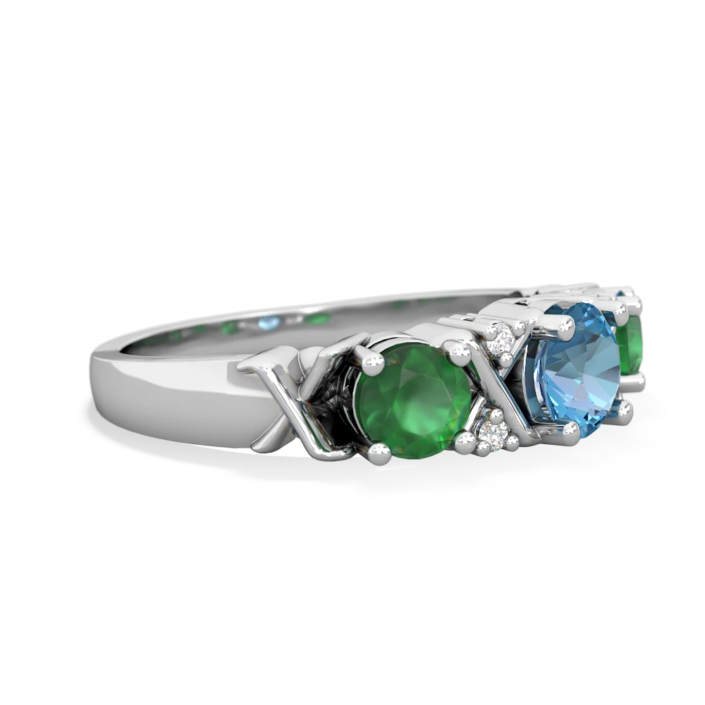 Blue Topaz Hugs And Kisses 14K White Gold ring R5016