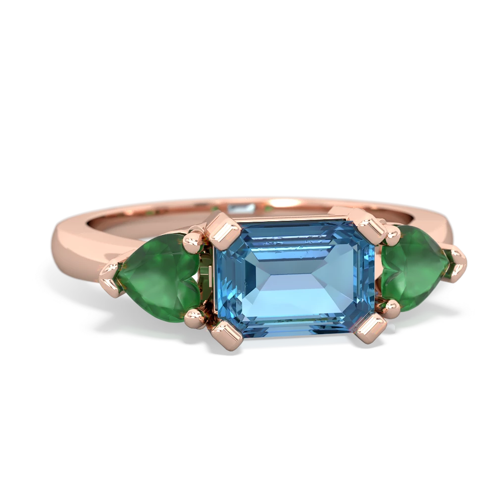 Blue Topaz Three Stone 14K Rose Gold ring R5235