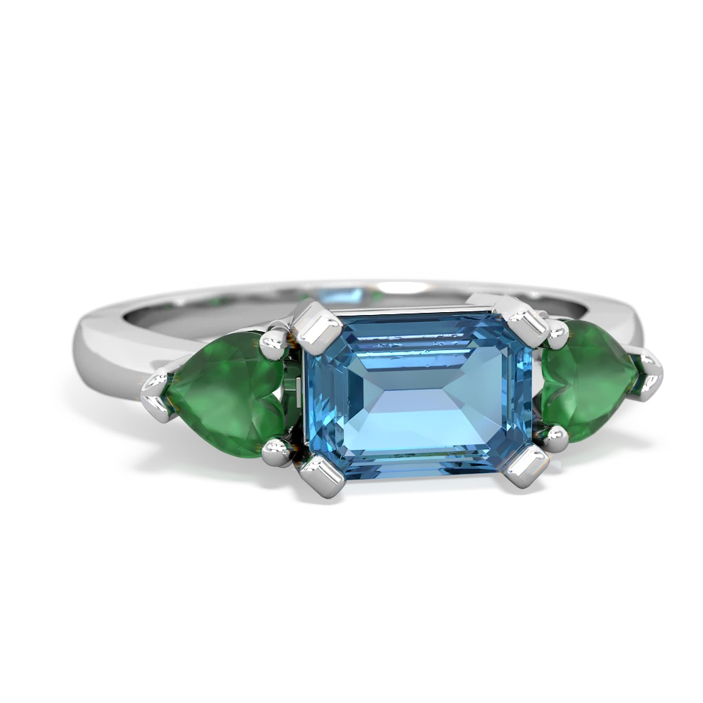 Blue Topaz Three Stone 14K White Gold ring R5235