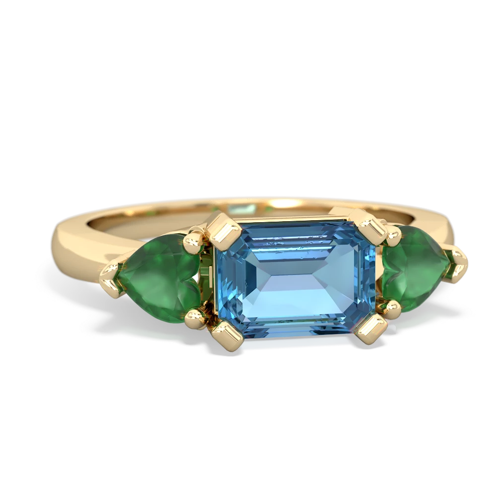 Blue Topaz Three Stone 14K Yellow Gold ring R5235