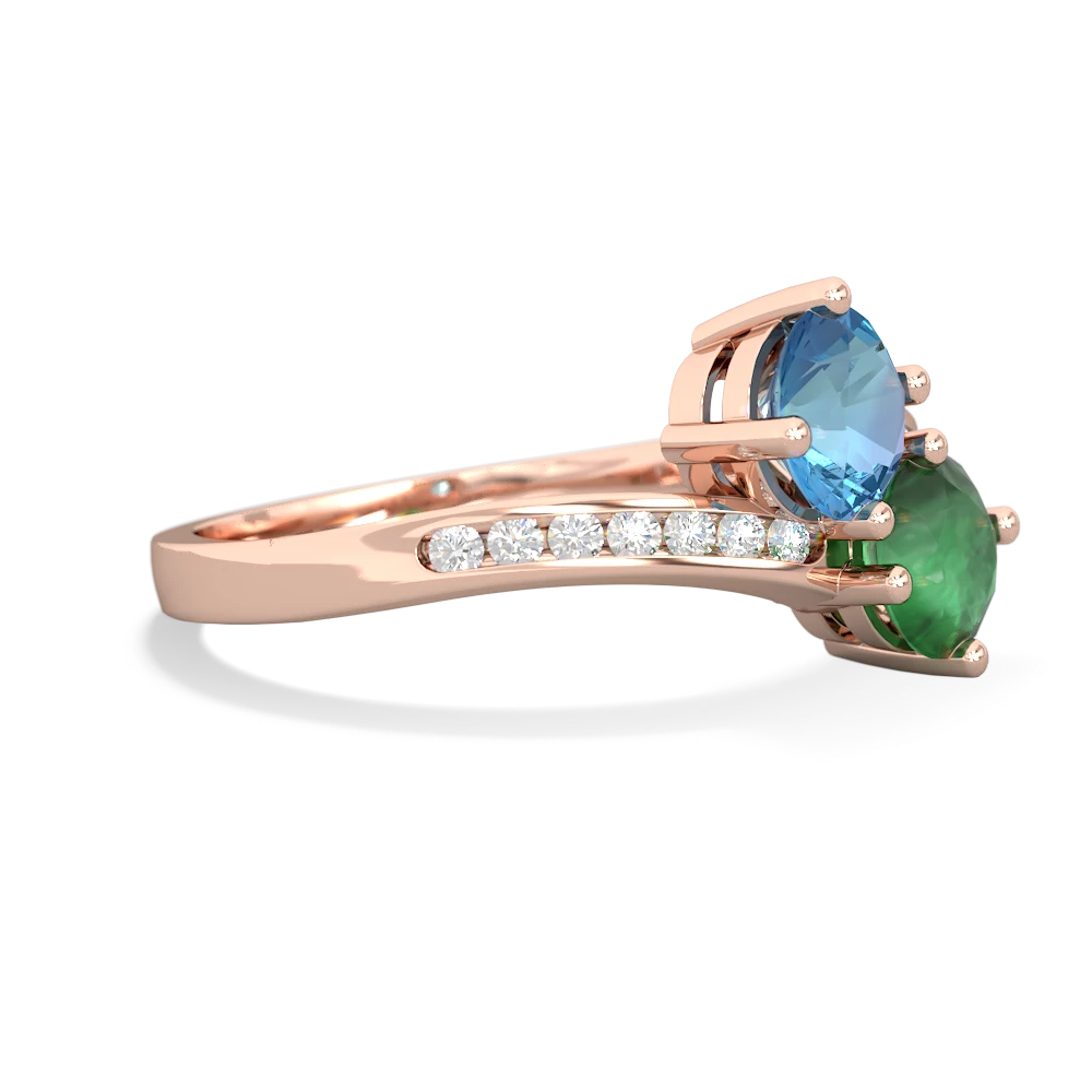 Blue Topaz Channel Set Two Stone 14K Rose Gold ring R5303