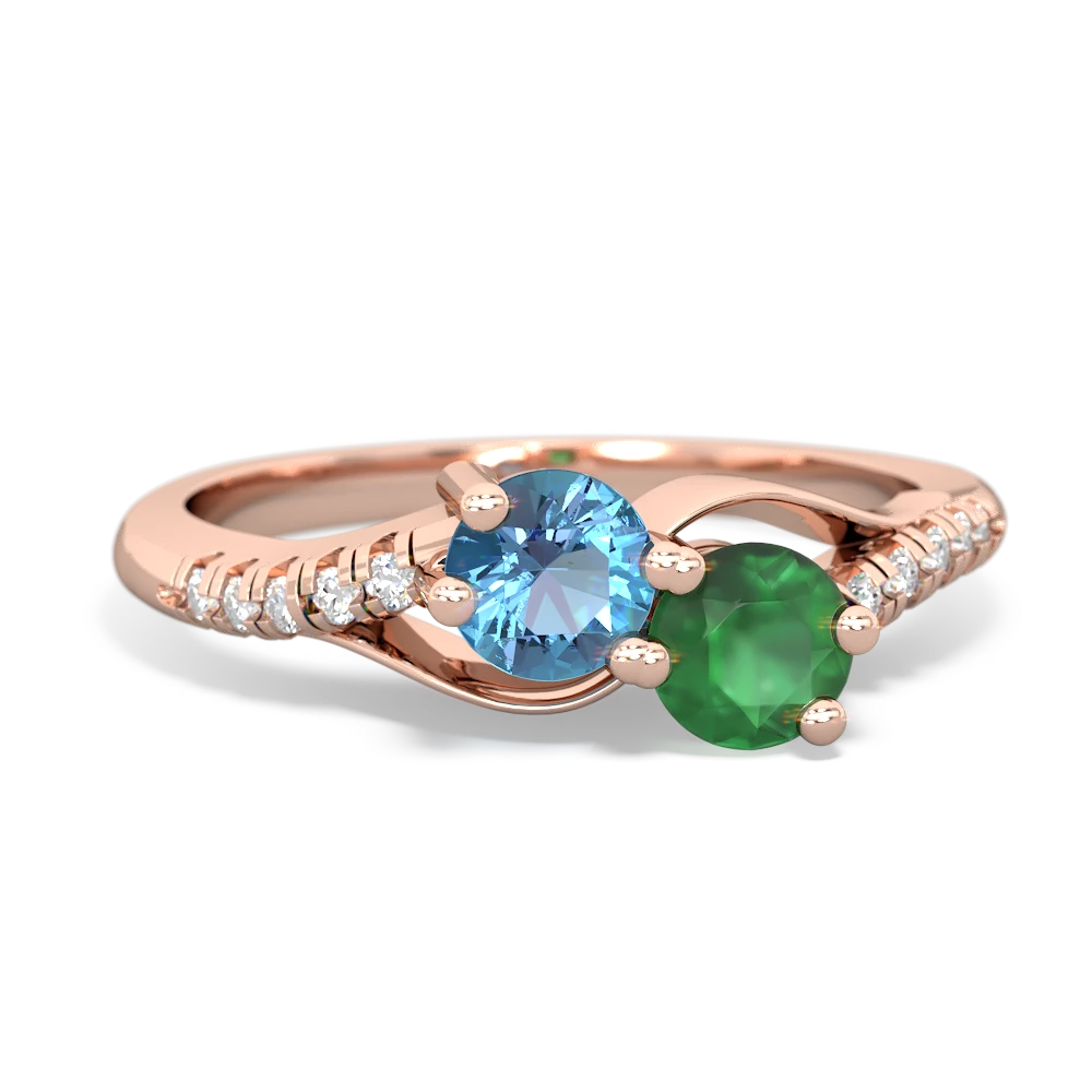 Blue Topaz Infinity Pave Two Stone 14K Rose Gold ring R5285