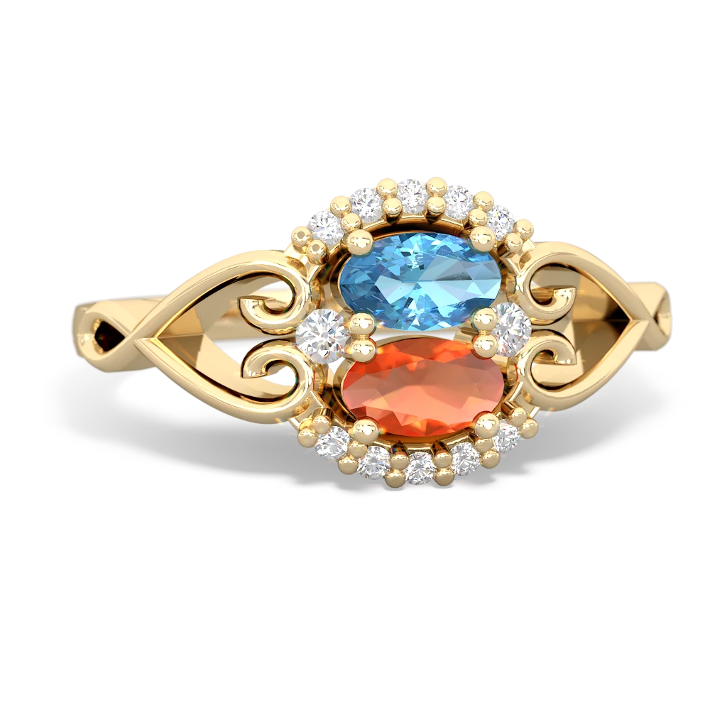 Blue Topaz Love Nest 14K Yellow Gold ring R5860