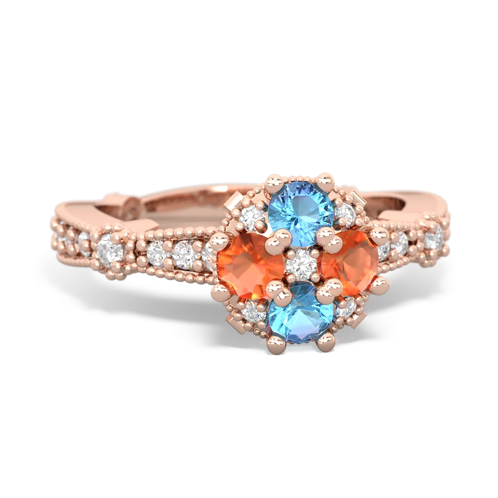 Blue Topaz Sparkling Tiara Cluster 14K Rose Gold ring R26293RD