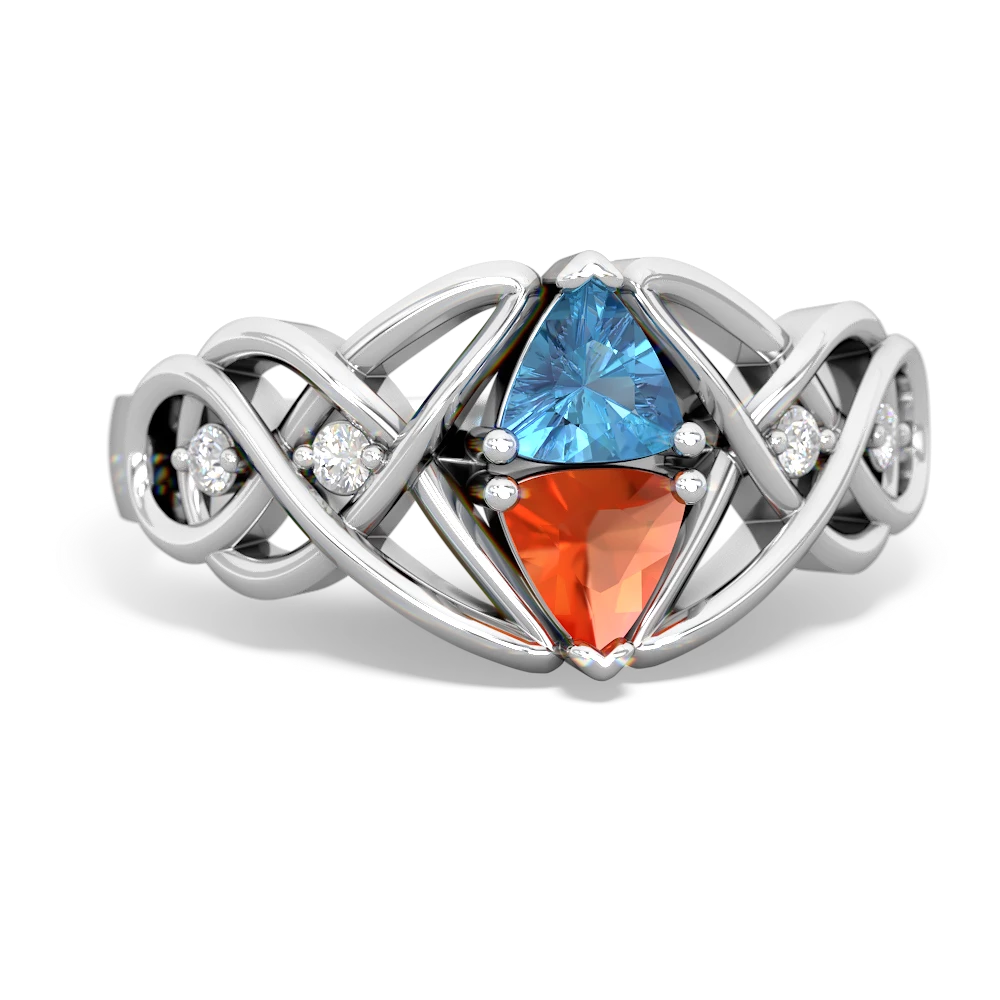 Blue Topaz Keepsake Celtic Knot 14K White Gold ring R5300