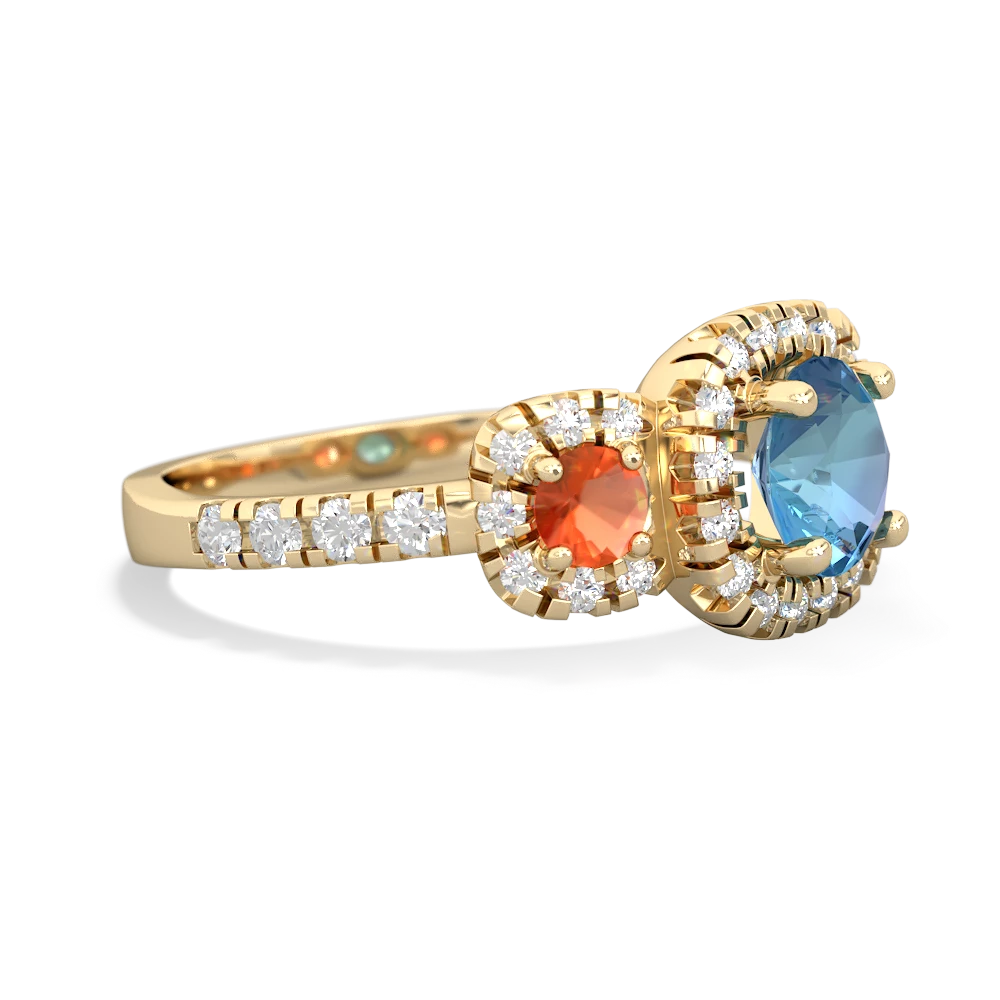 Blue Topaz Regal Halo 14K Yellow Gold ring R5350