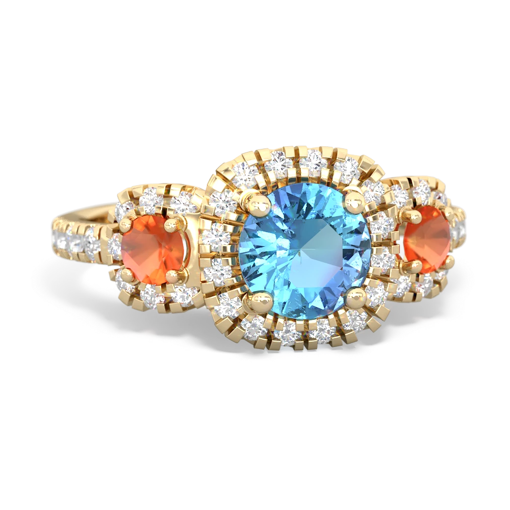 Blue Topaz Regal Halo 14K Yellow Gold ring R5350