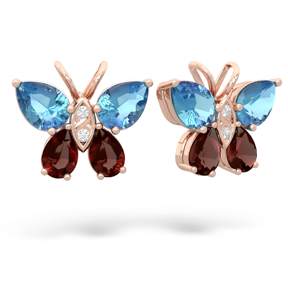 Blue Topaz Butterfly 14K Rose Gold earrings E2215