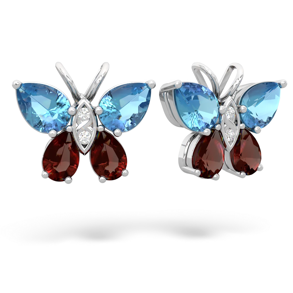 Blue Topaz Butterfly 14K White Gold earrings E2215