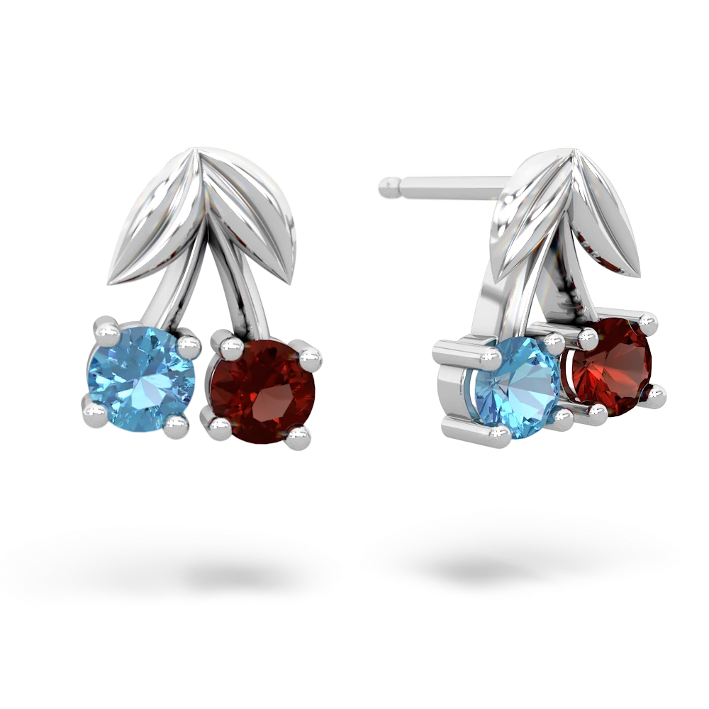 Blue Topaz Sweet Cherries 14K White Gold earrings E7001