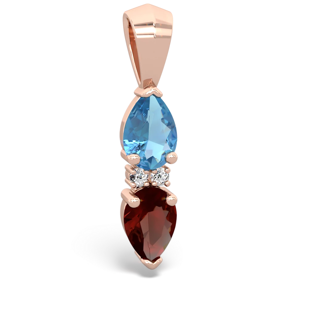 Blue Topaz Bowtie Drop 14K Rose Gold pendant P0865