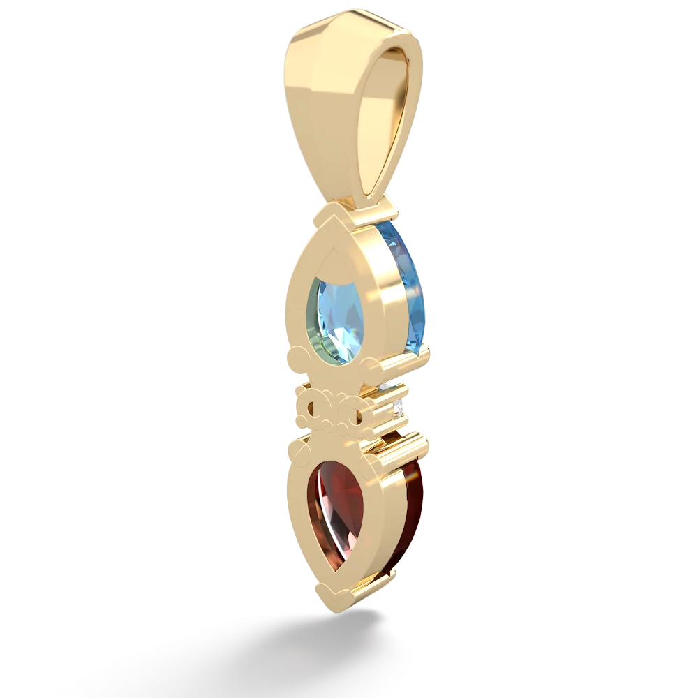 Blue Topaz Bowtie Drop 14K Yellow Gold pendant P0865