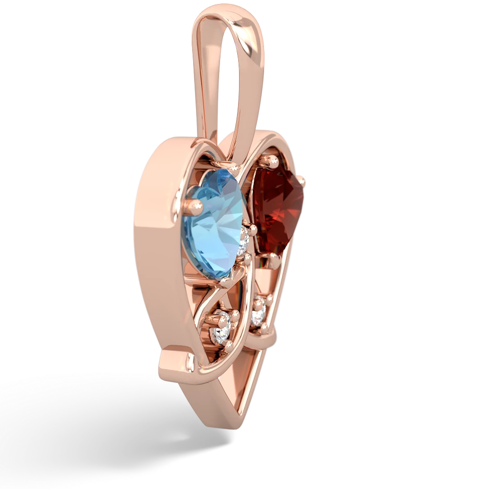 Blue Topaz Celtic Trinity Heart 14K Rose Gold pendant P5331