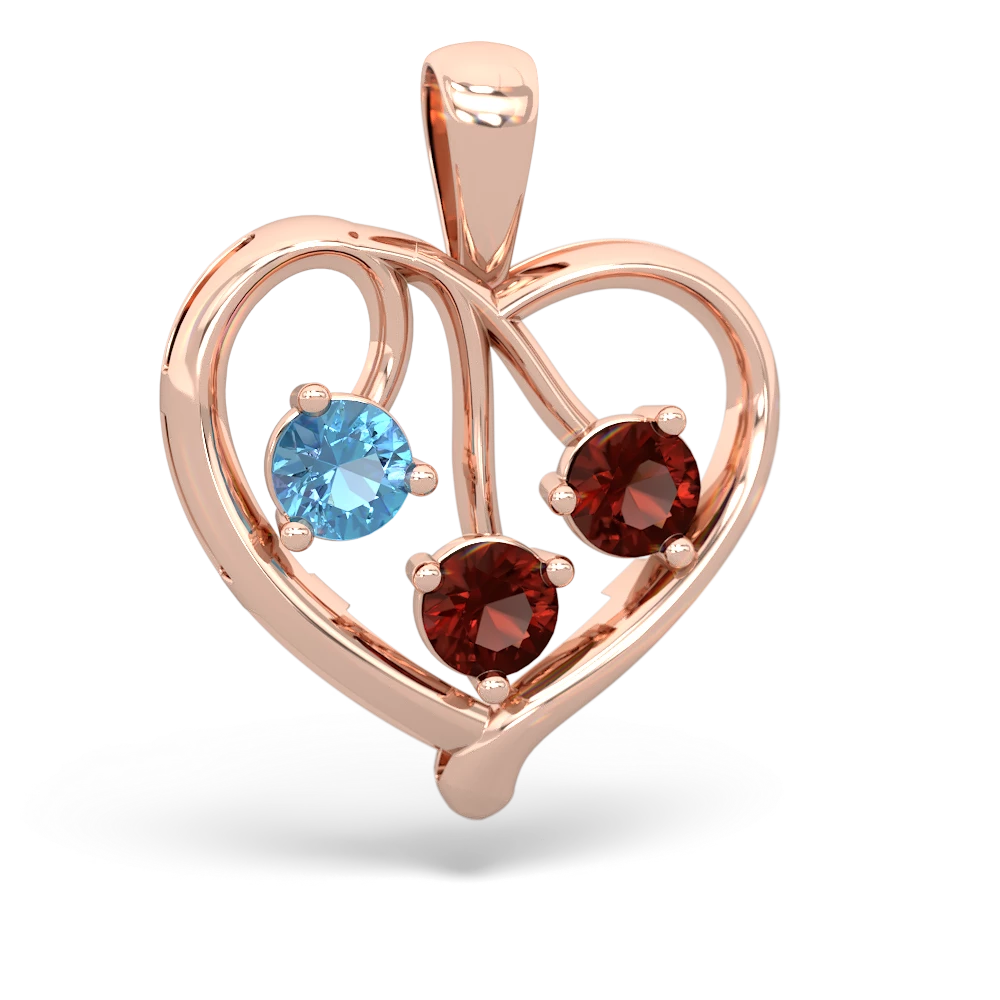 Blue Topaz Glowing Heart 14K Rose Gold pendant P2233